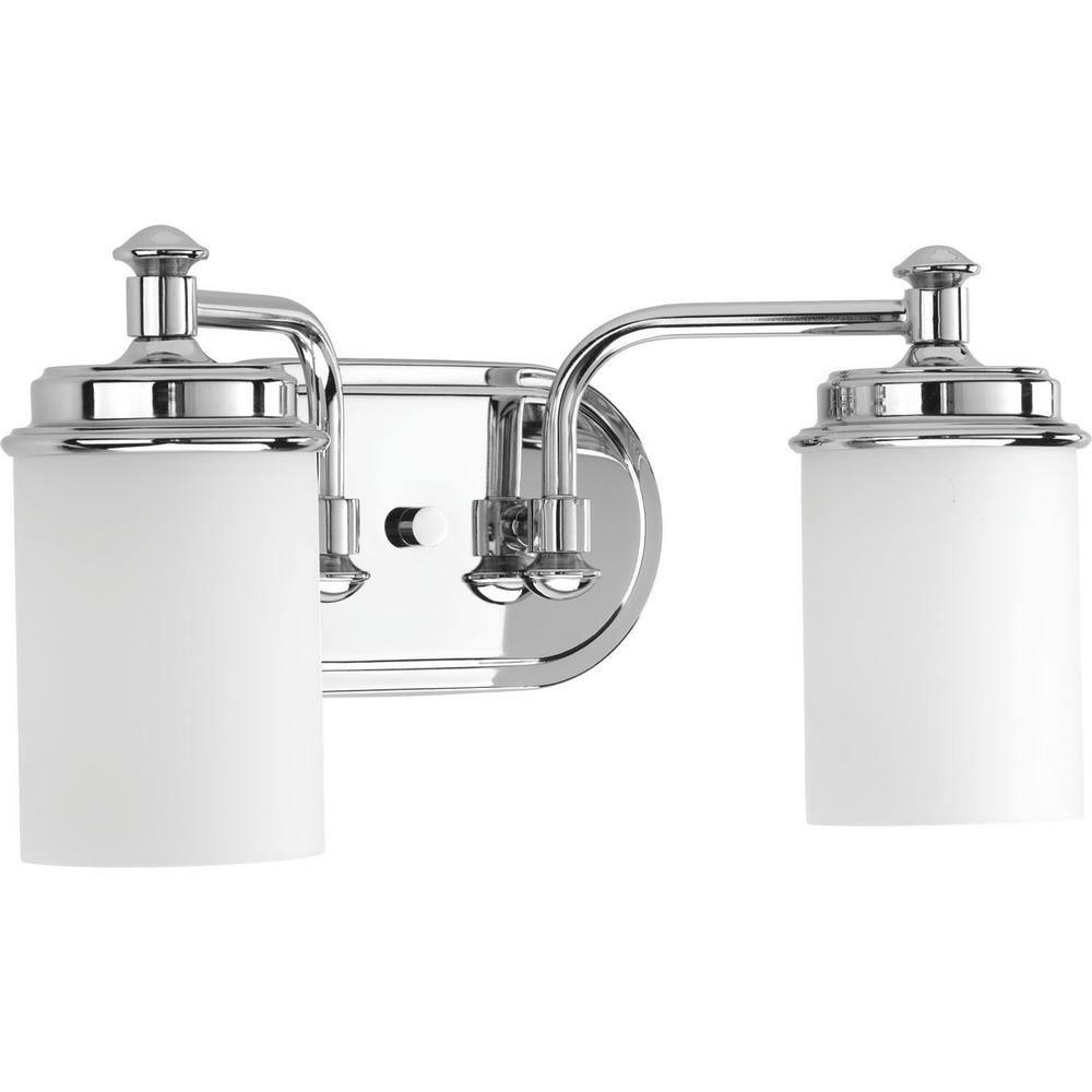 Progress Lighting Glide Collection 2-Light Bath Vanity in Polished Chrome with Etched Opal Glass Shade