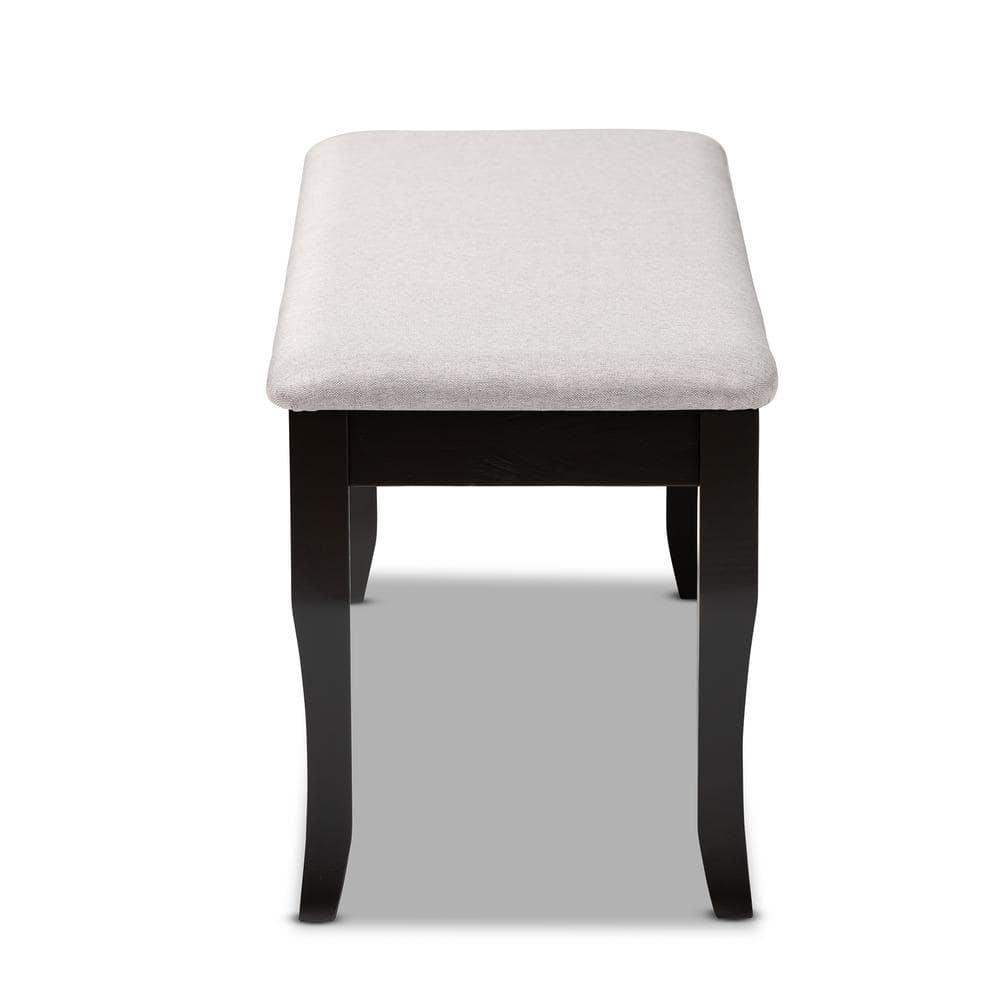 Cornelie Fabric Upholstered Wood Dining Bench Gray/Dark Brown - Baxton Studio