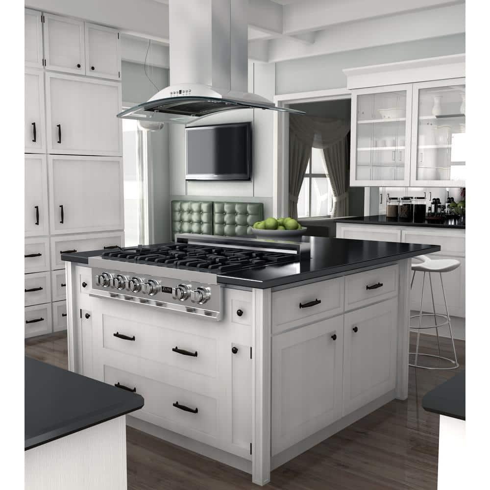 ZLINE 30 in. Convertible Vent Isl& Mount Range Hood in Stainless Steel & Glass (GL9i-30)