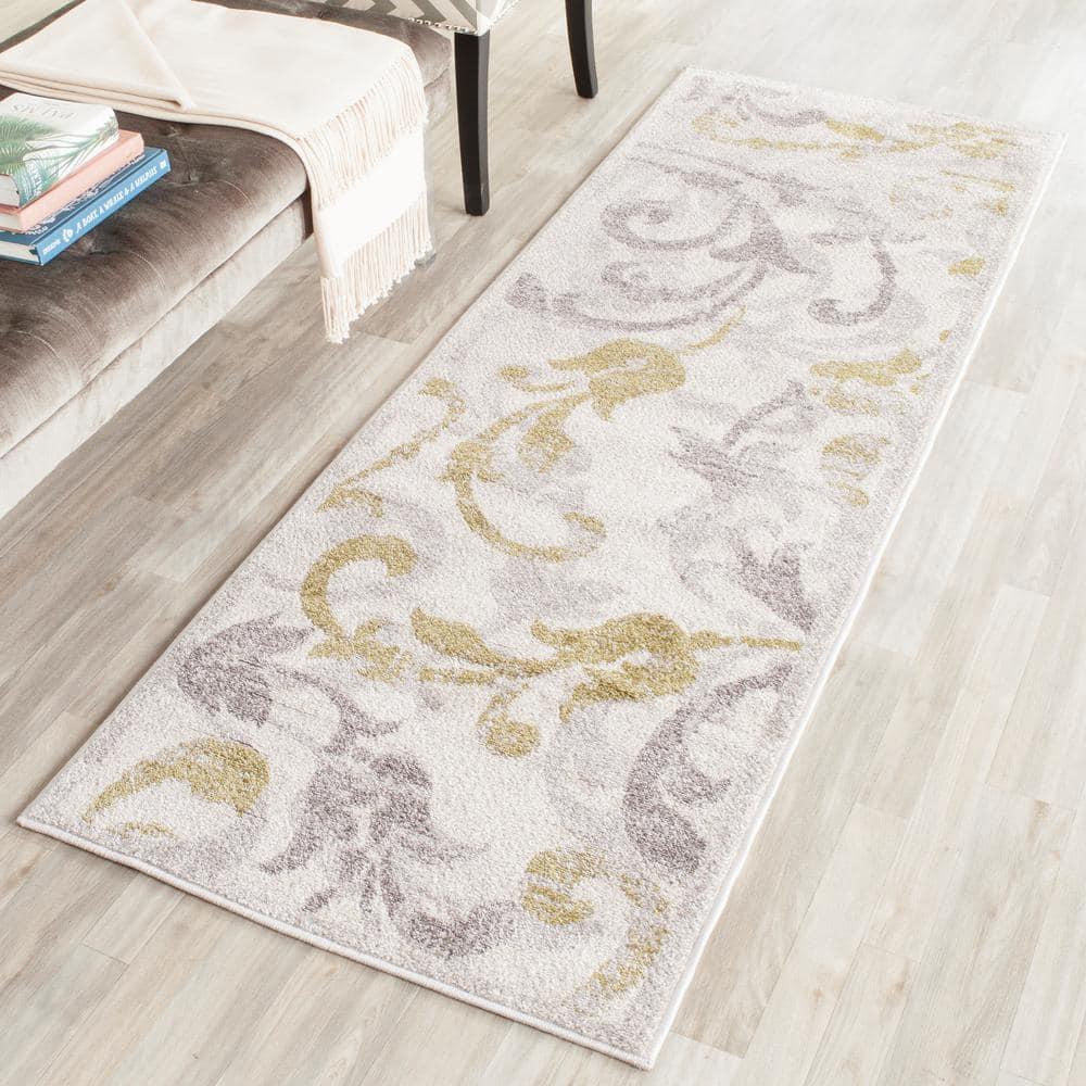 Amherst AMT428 Power Loomed Indoor Runner Rug - Ivory/Light Grey - 2'3"x9' - Safavieh