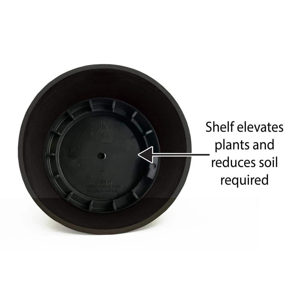 Algreen Valencia Planter, Round Taper Planter with Elevated Plant Shelf, 16-In.by 24-In., Spun Chocolate