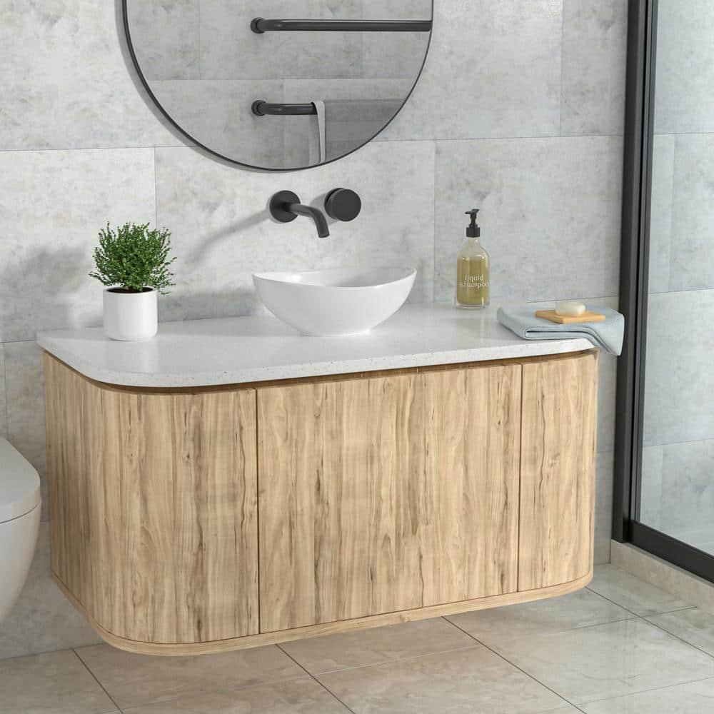 Glossy White Oval Ceramic Above-Counter Bathroom Sink