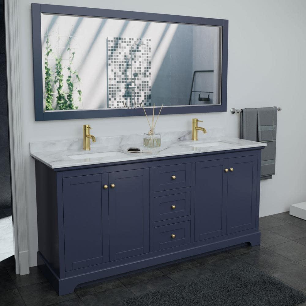 Wyndham Collection Avery 72'' Double Bathroom Vanity with Stone Top with Mirror