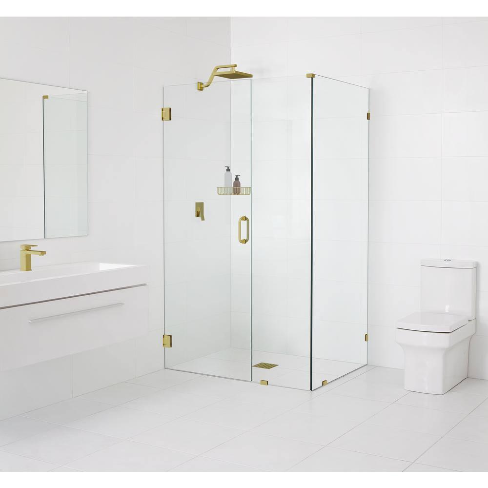 Illume 59 in. x 37 in. x 78 in. 90-degree Fully Frameless Wall Hinged Glass Shower Enclosure