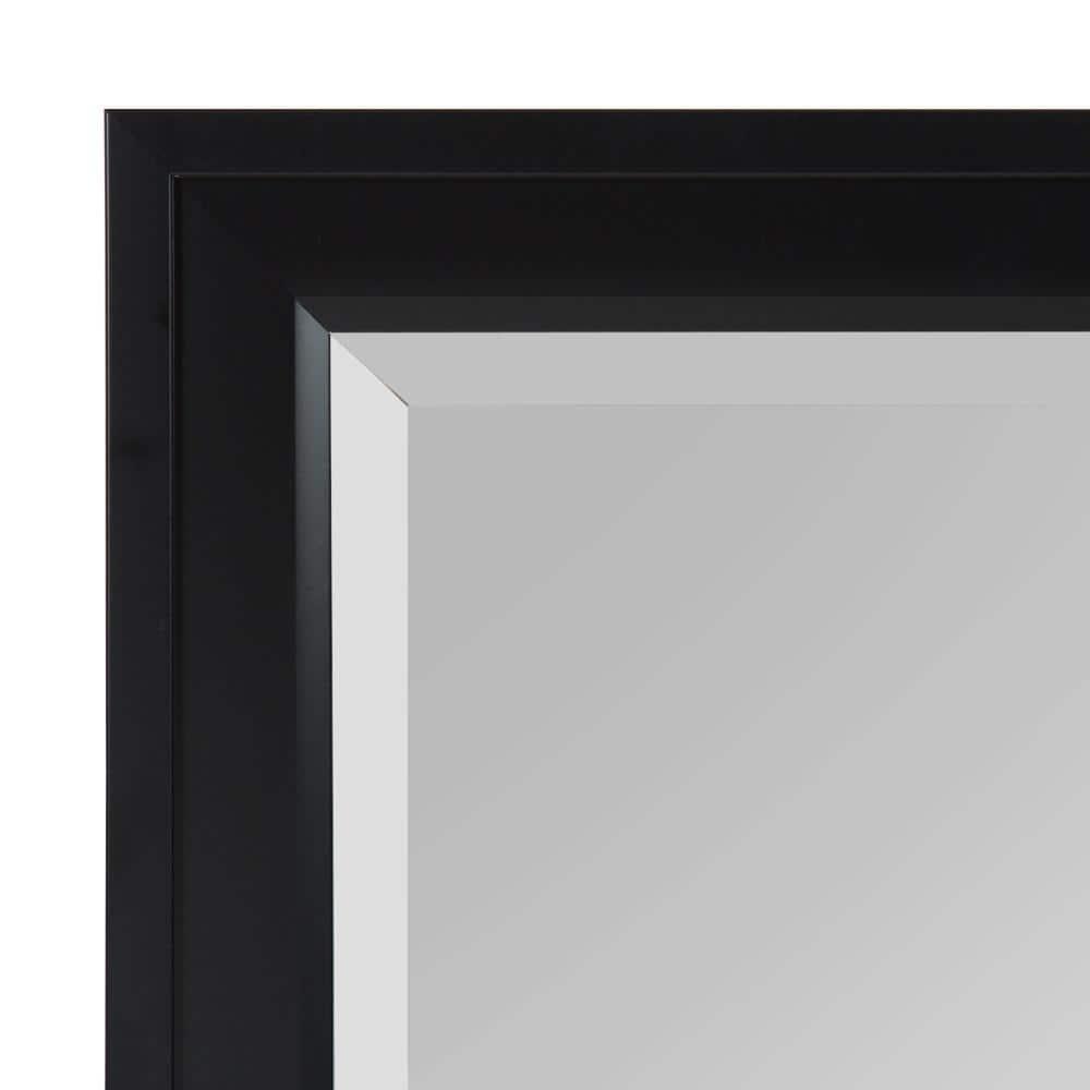 28" x 40" Bosc Framed Wall Mirror Black - DesignOvation: Modern Rectangular Decor, No Assembly Required