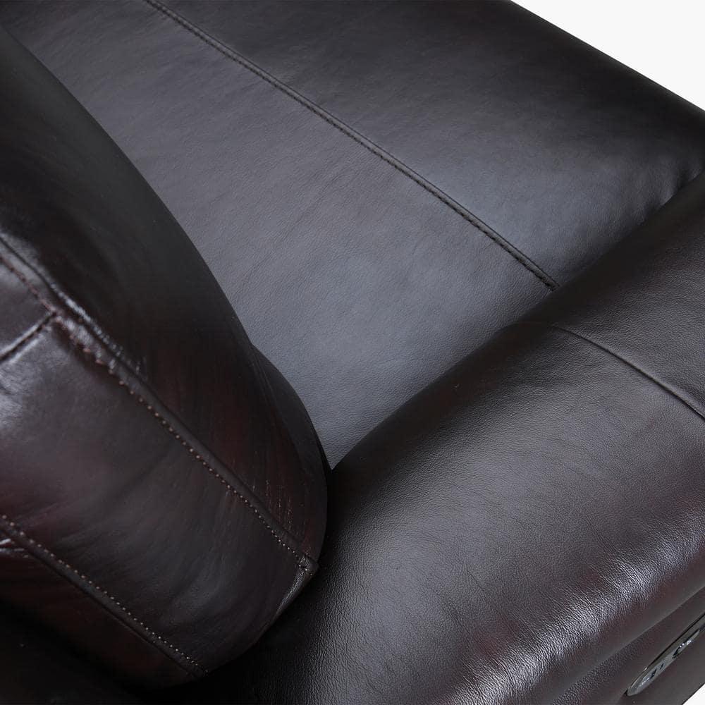 Armen Living Lizette 40" Leather Power Recliner with USB in Brown