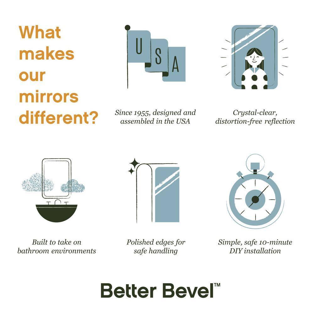 Ruomeng Rectangle Wall Mirror Frameless Bathroom Mirror 16” x 24" Beveled Edge Mirror for Vanity and Entryway