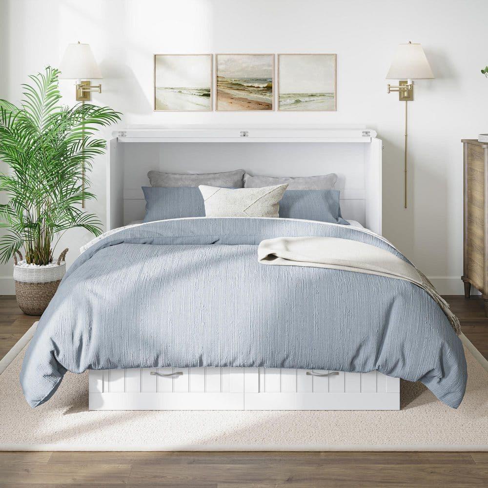 Queen Nantucket Murphy Bed Chest USB Turbo Charger White - AFI