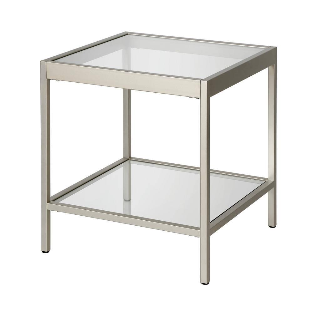 Evelyn&Zoe Alexis 20" Wide Square Side Table, Nickel