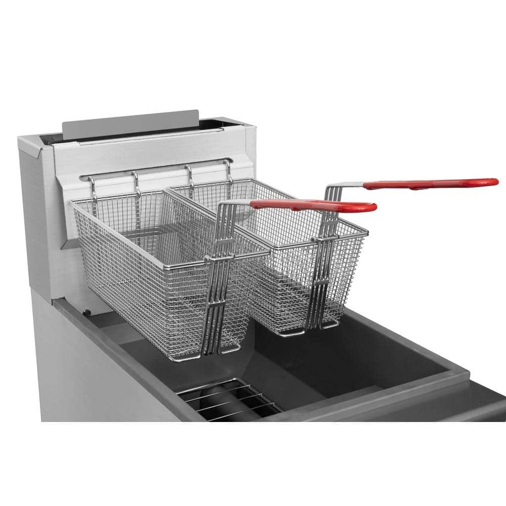 40 lb. Floor Standing Natural Gas Commercial Fryer with 90,000 BTU in Stainless-Steel, ETL Listed (KM-FDF40-NG)