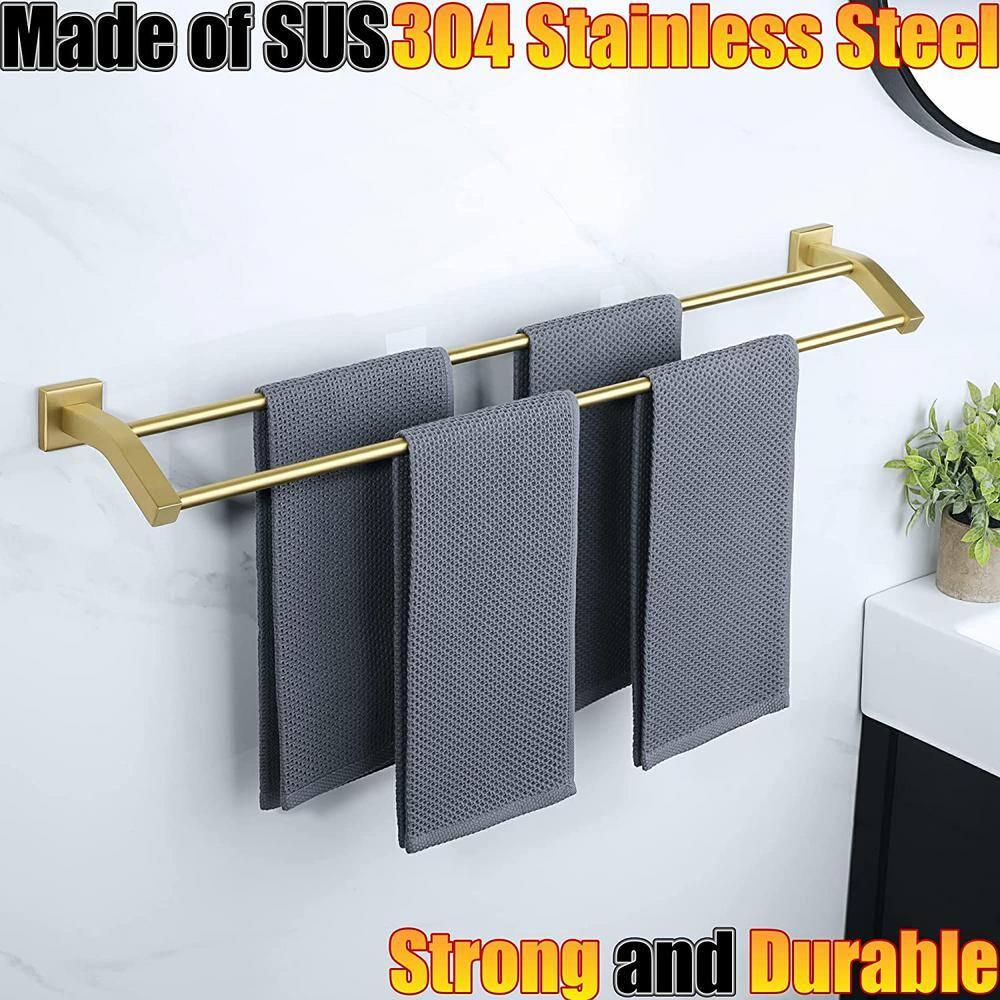 Alise Bath Double Towel Bars Towel Racks for Bathroom,Wall Mount Towel Holder Heavy Duty SUS304 Stainless Steel Towel Hanger Rail,GK9800-G Gold Finish 32-Inch