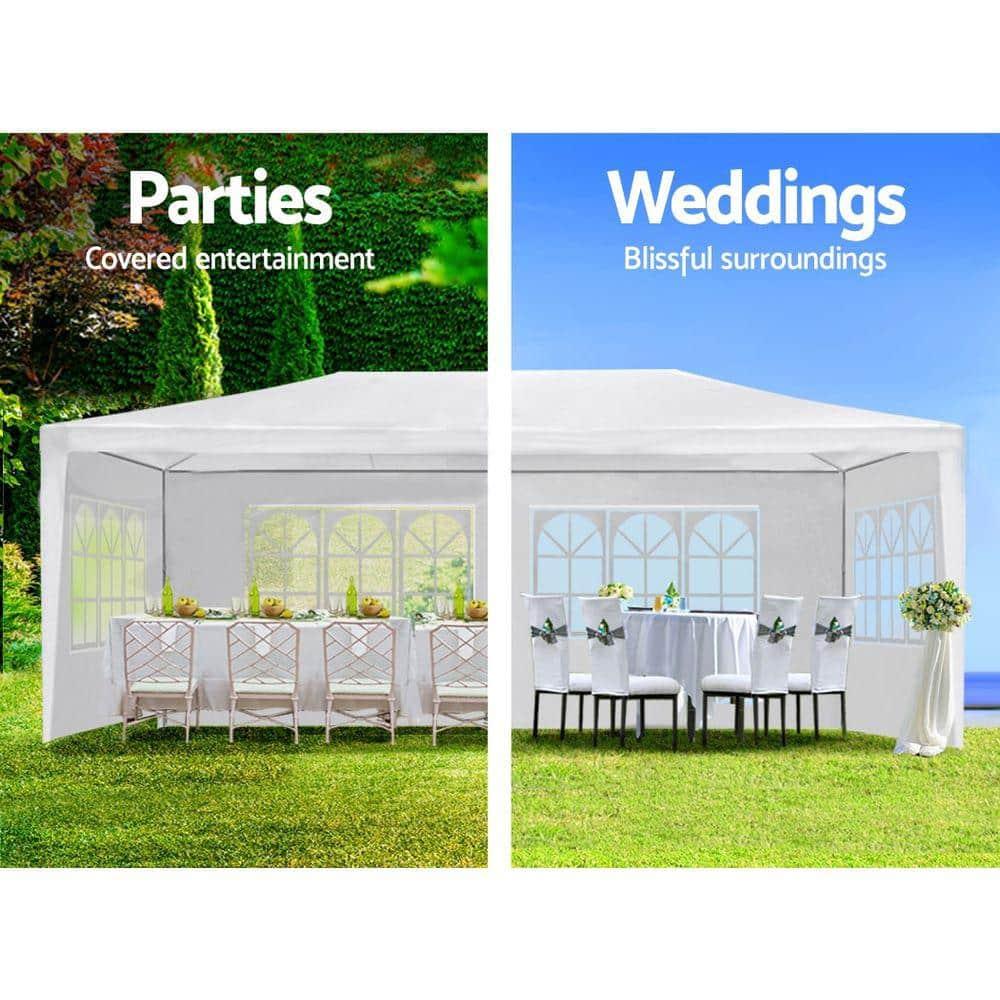 ZENSTYLE Gazebo Party Outdoor Tent in White,10 x 20' with 6 Side Walls Wedding Canopy Cater Events
