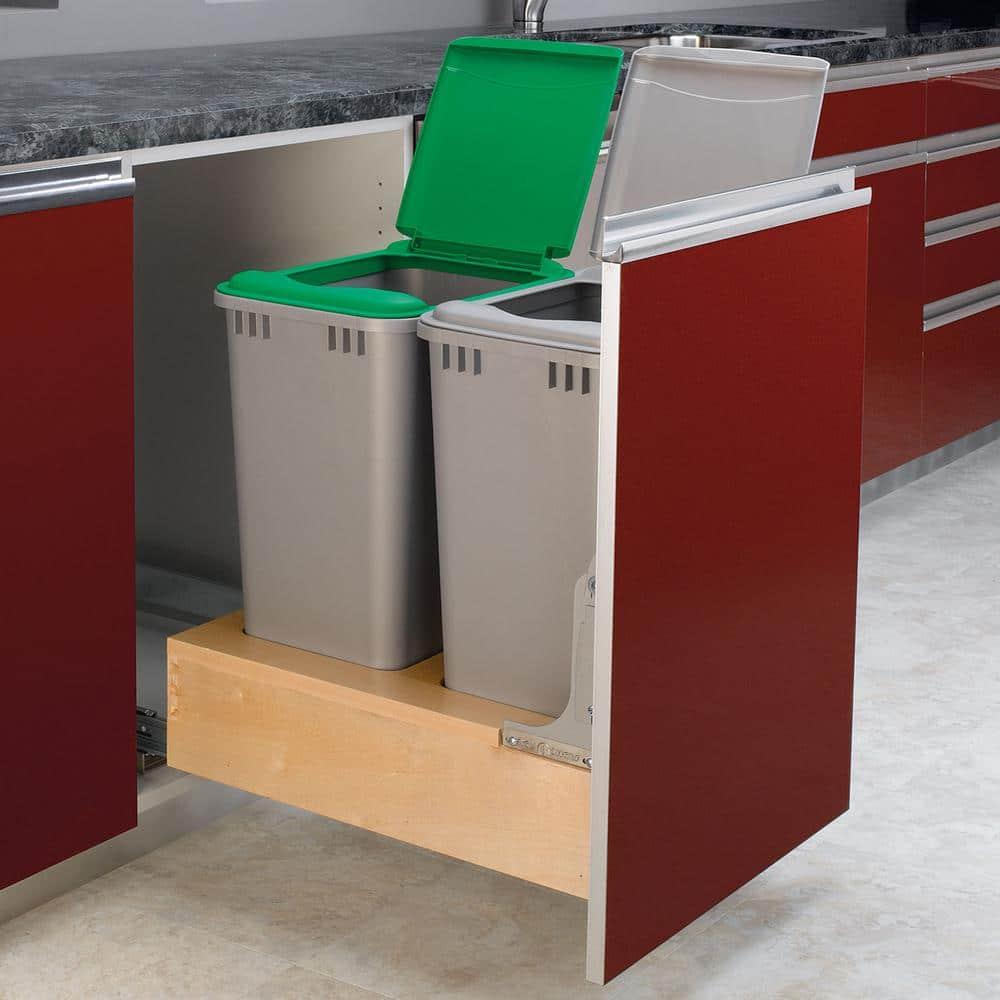 Rev-A-Shelf Rev-A-Shelf Double Pull Out Bottom Mount Trash Can, Gray