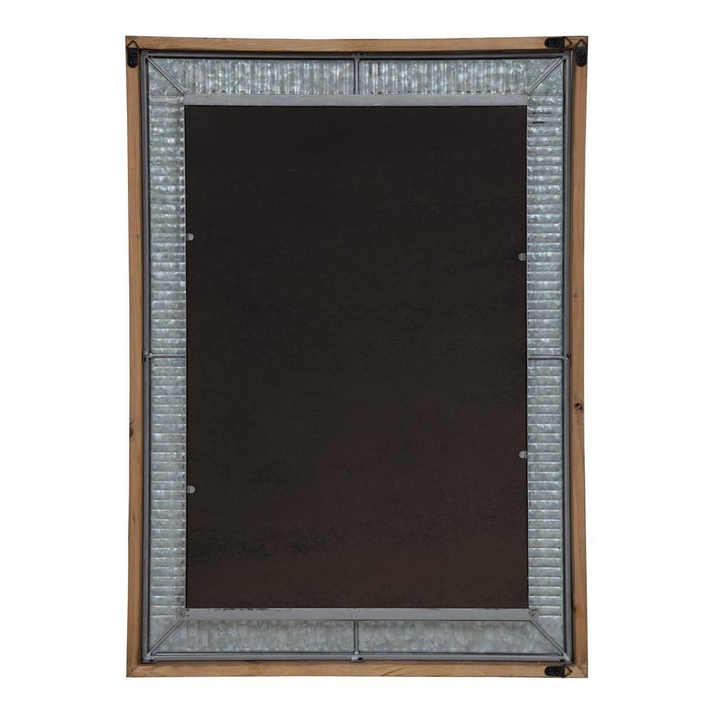 Kate and Laurel Deely Farmhouse Wood and Metal Wall Mirror, Rustic Brown