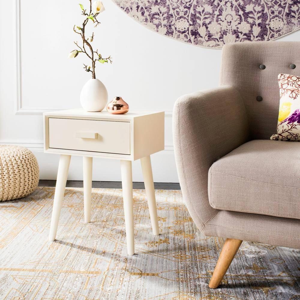 Lyle 1 Drawer Side Table - Vintage White - Safavieh.