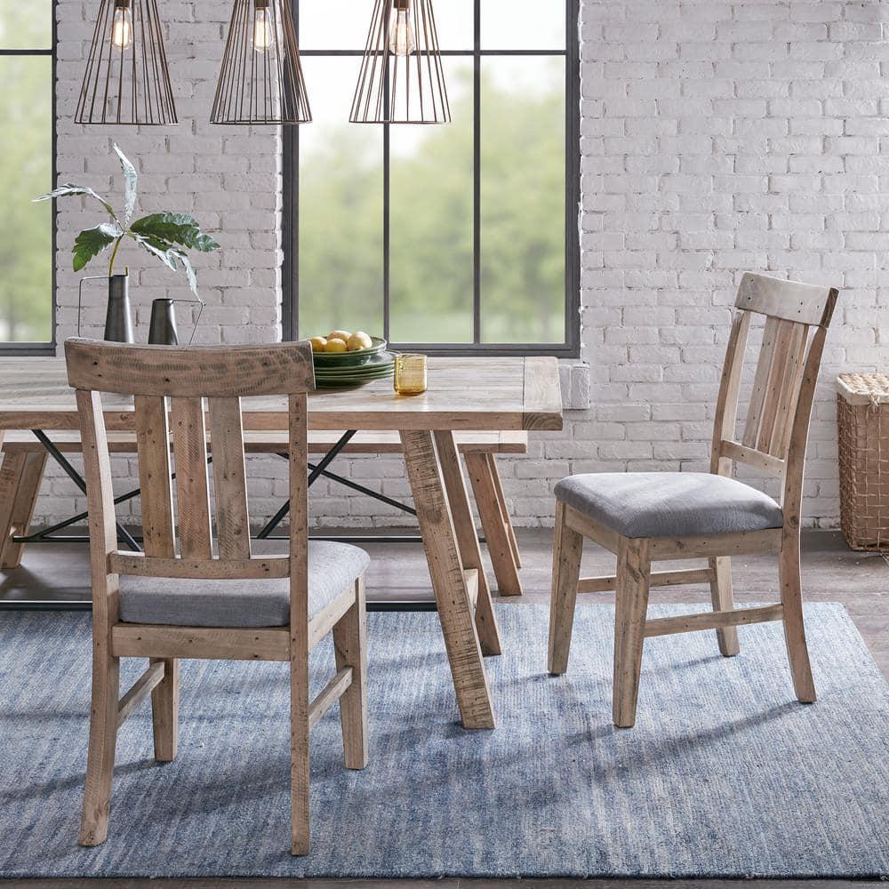 Ink+Ivy Set of 2 Sonoma Dining Side Chair Natural/Gray: Upholstered, Wood Frame, Foam Cushion