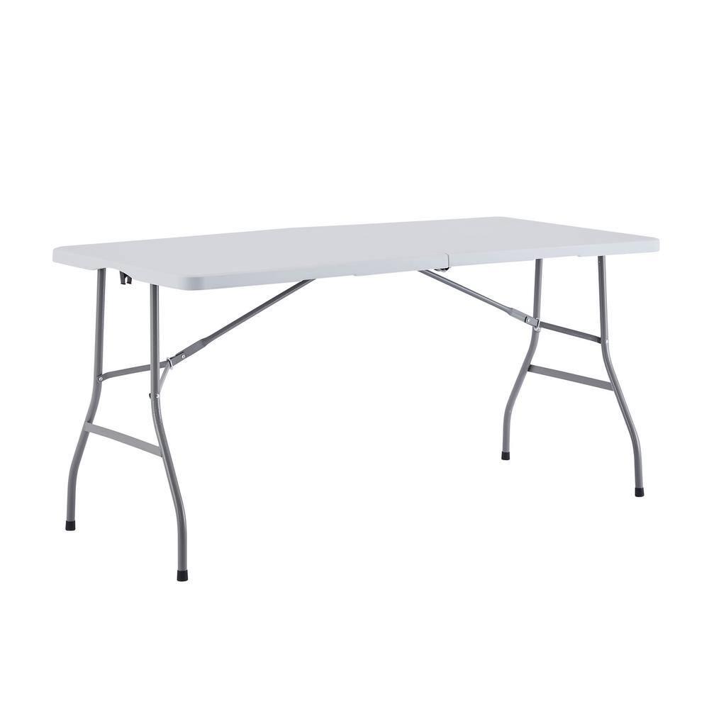 6ft Folding Table Multipurpose Foldable Dinner Table Portable Folding Rectangular Resin Table for Outdoor Camping Picnic Party by Naomi Home - White