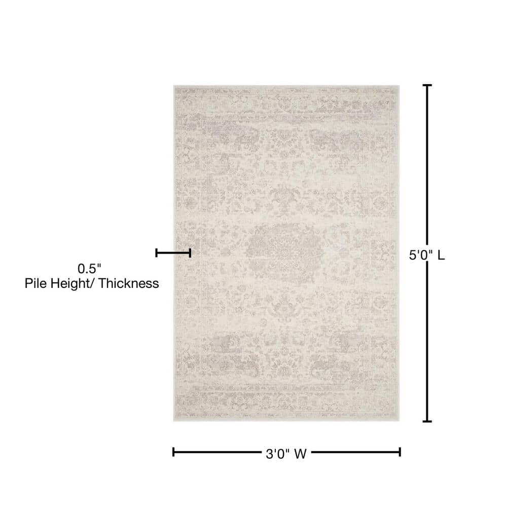 Carnegie CNG631 Power Loomed Area Rug - Cream/Light Grey - 3'x5' - Safavieh.