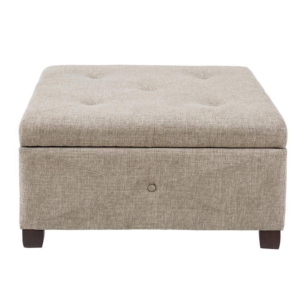 Della Button Tufted Square Storage Ottoman