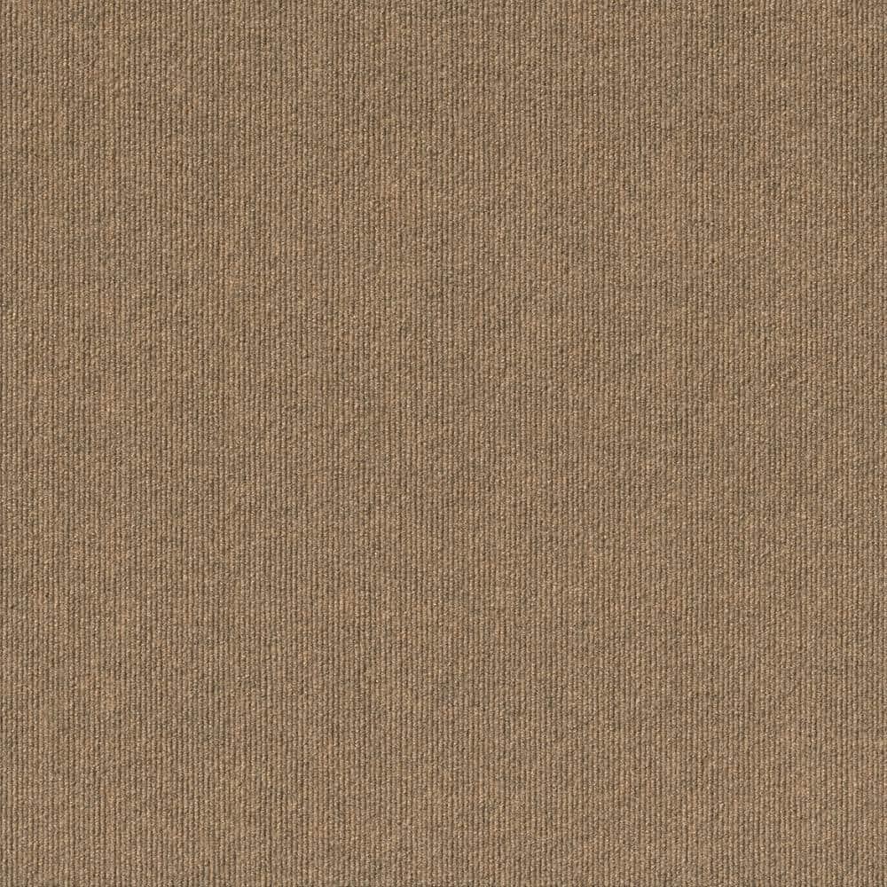 24" 15pk Ribbed Carpet Tiles Chestnut - Foss Floors: Indoor/Outdoor, Peel & Stick, Woven Polyester