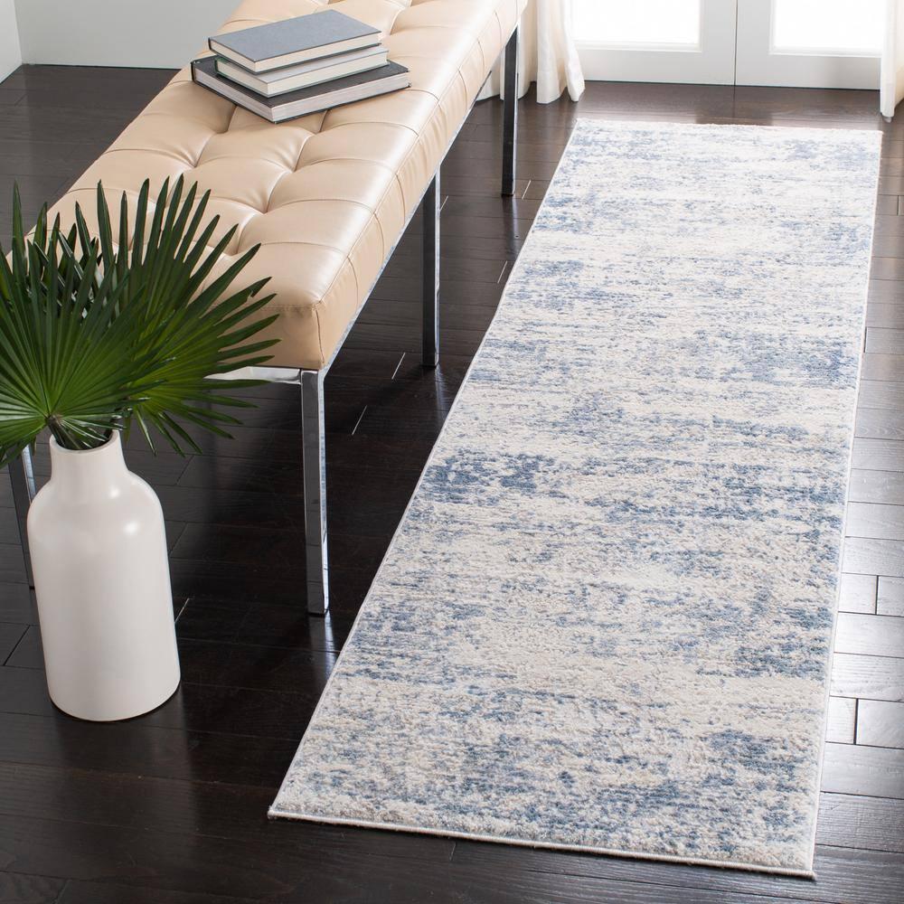Amelia ALA700 Power Loomed Runner Rug - Ivory/Blue - 2'2"x16' - Safavieh.
