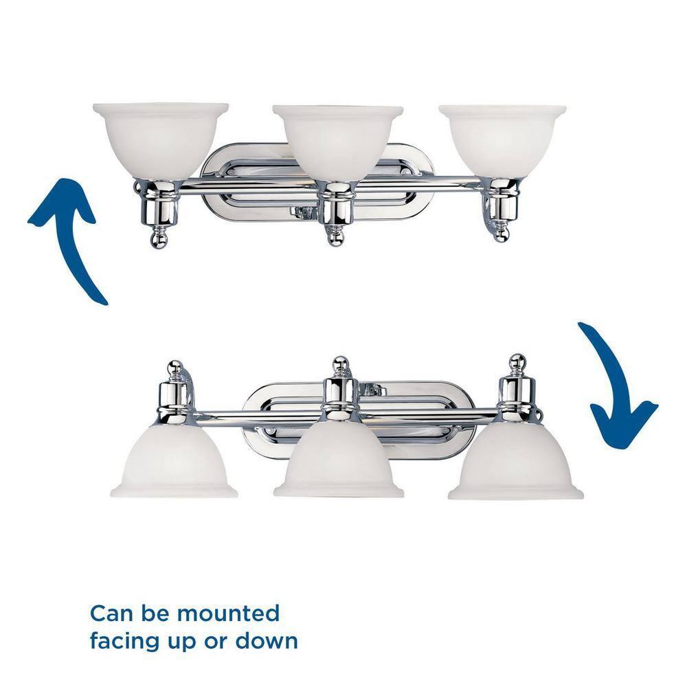 Progress Lighting Madison 3-Light Wall Bracket, Polished Chrome, White Etched Glass