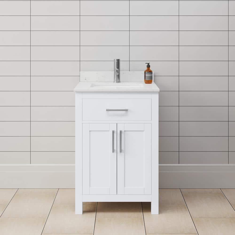 Wyndham Collection Beckett 24" Freestanding Single Bathroom Vanity with Cultured Marble Top