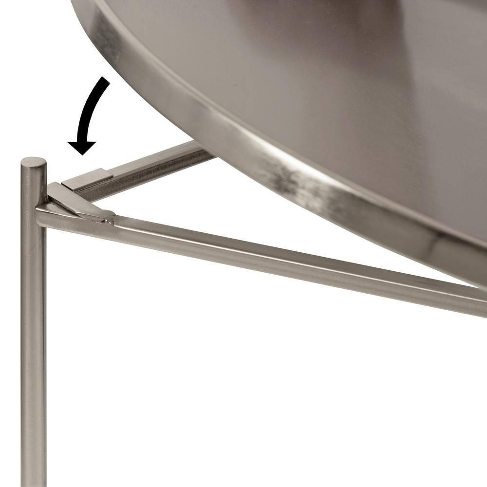 Kate and Laurel Ulani Round Metal Nesting Table, 2 Piece, Silver
