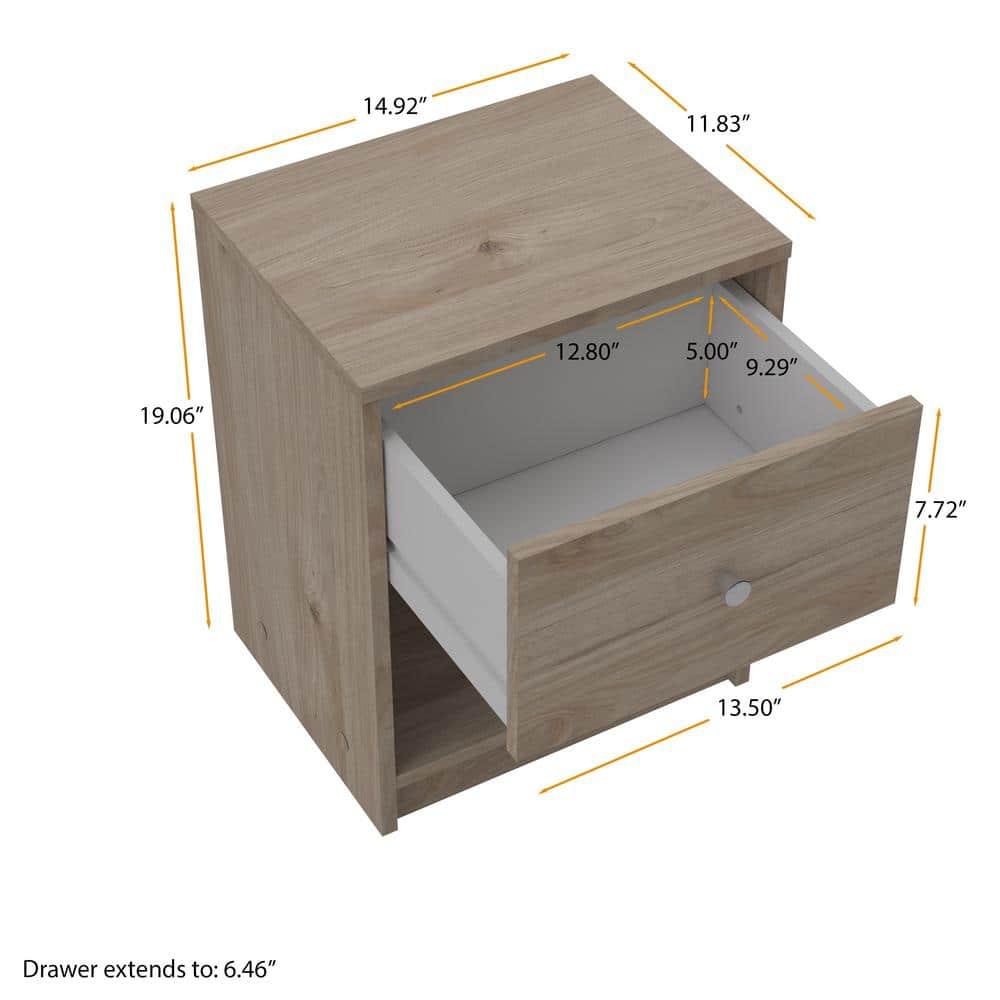 Tvilum, Portland 1 Drawer Nightstand, Jackson Hickory