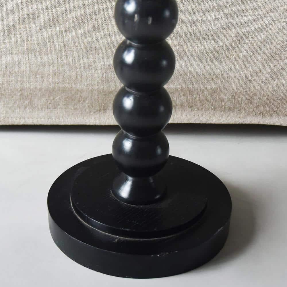COZAYH Pedestal Small End Table, Contemporary Side Table with Black Base and White Top