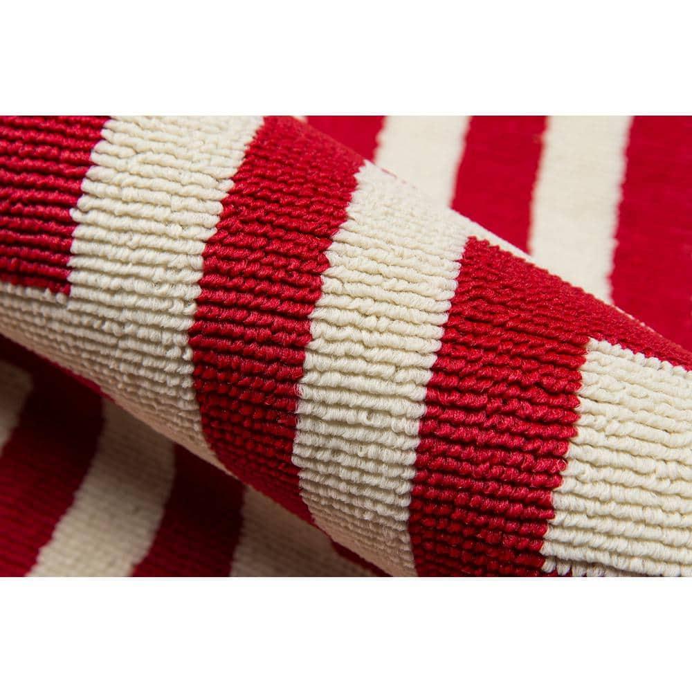 Baja Chic Red Synthetic 2'x3' Rectangular Washable Rug