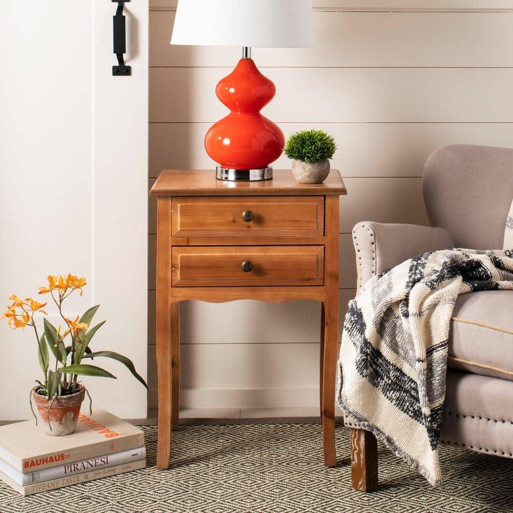 SAFAVIEH Lori End Table With Storage Drawers Red Maple