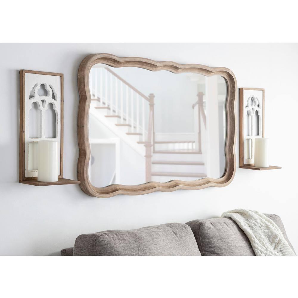 Kate and Laurel Mirabela Rectangle Wood Wall Sconce, 2 Piece, Rustic Brown and White