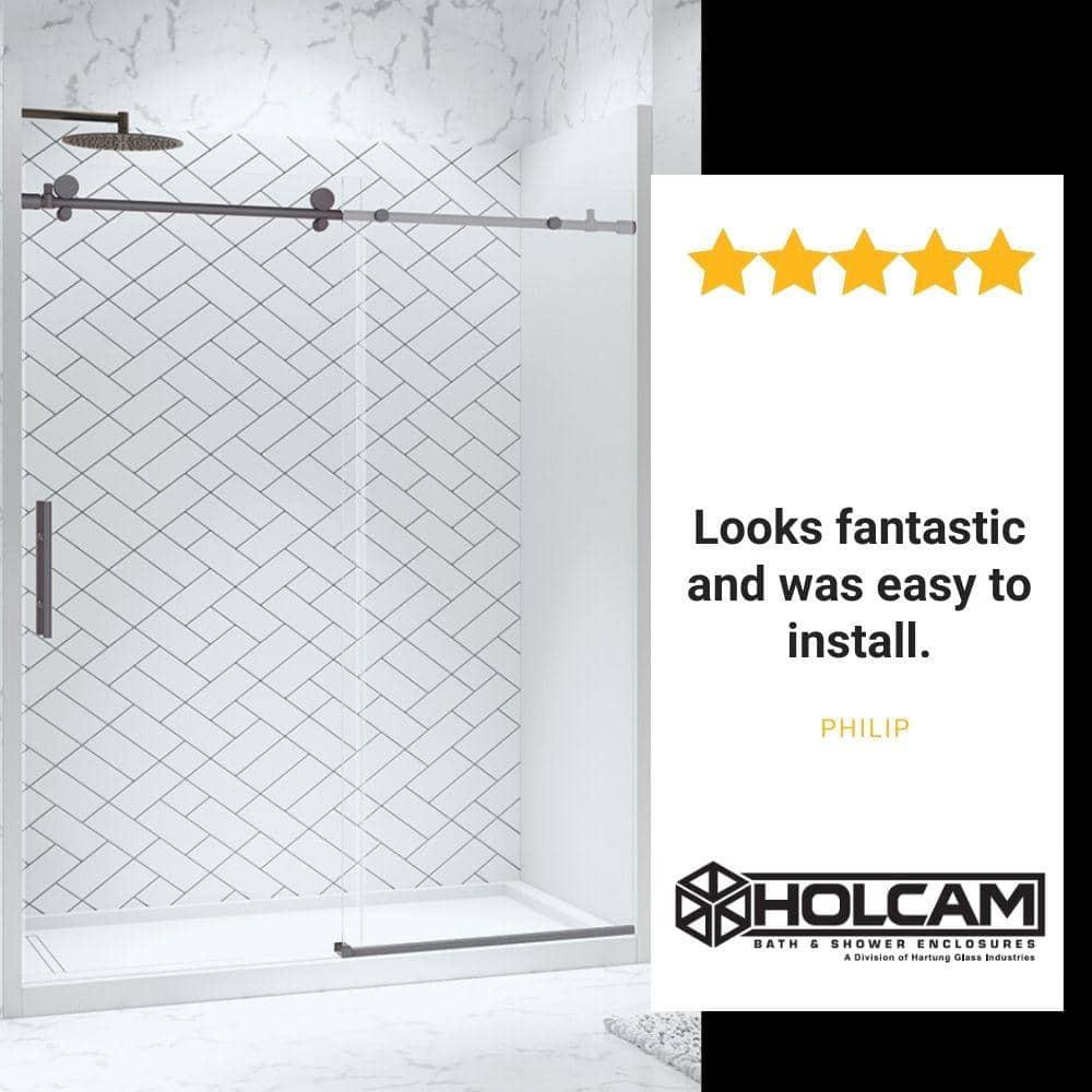 Eclipse 56" W x 74" H Single Sliding Frameless Shower Door