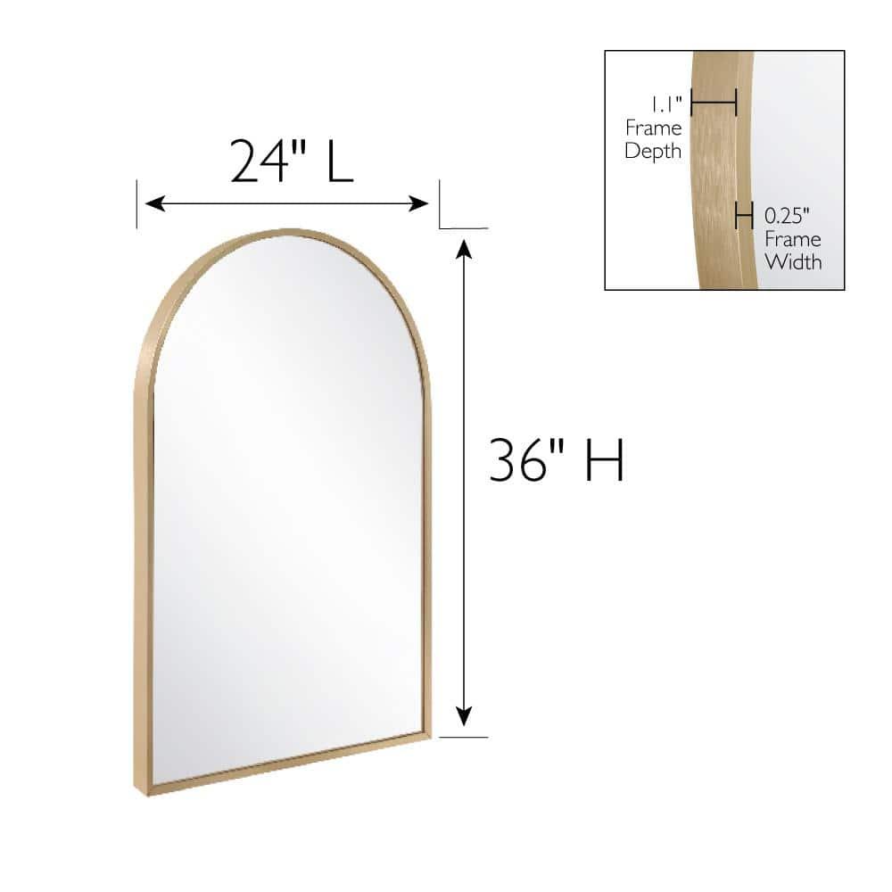 Maeve Arched Wall Accent Mirror – 36-Inch H X 24-Inch L, Modern Metal Framed – Living Room, Bedroom, Bathroom Vanity Mirror – Gold – Design House, 596726-GLD
