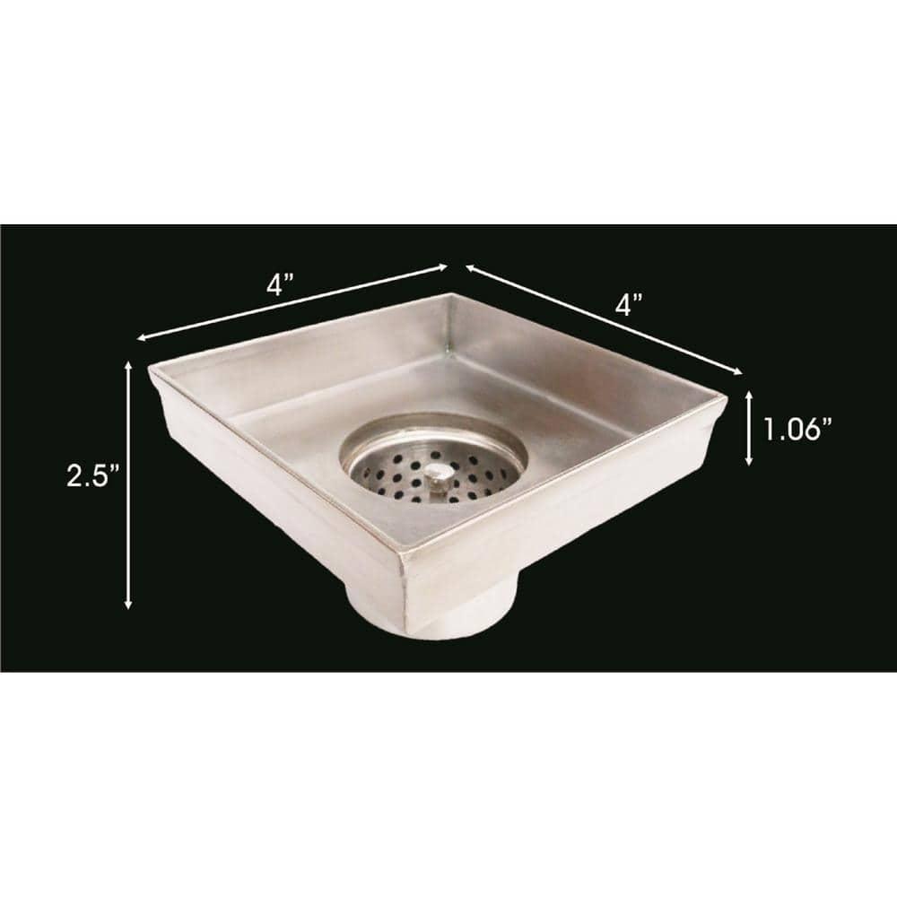 Matte Black Stainless Steel Square Shower Drain with Strainer