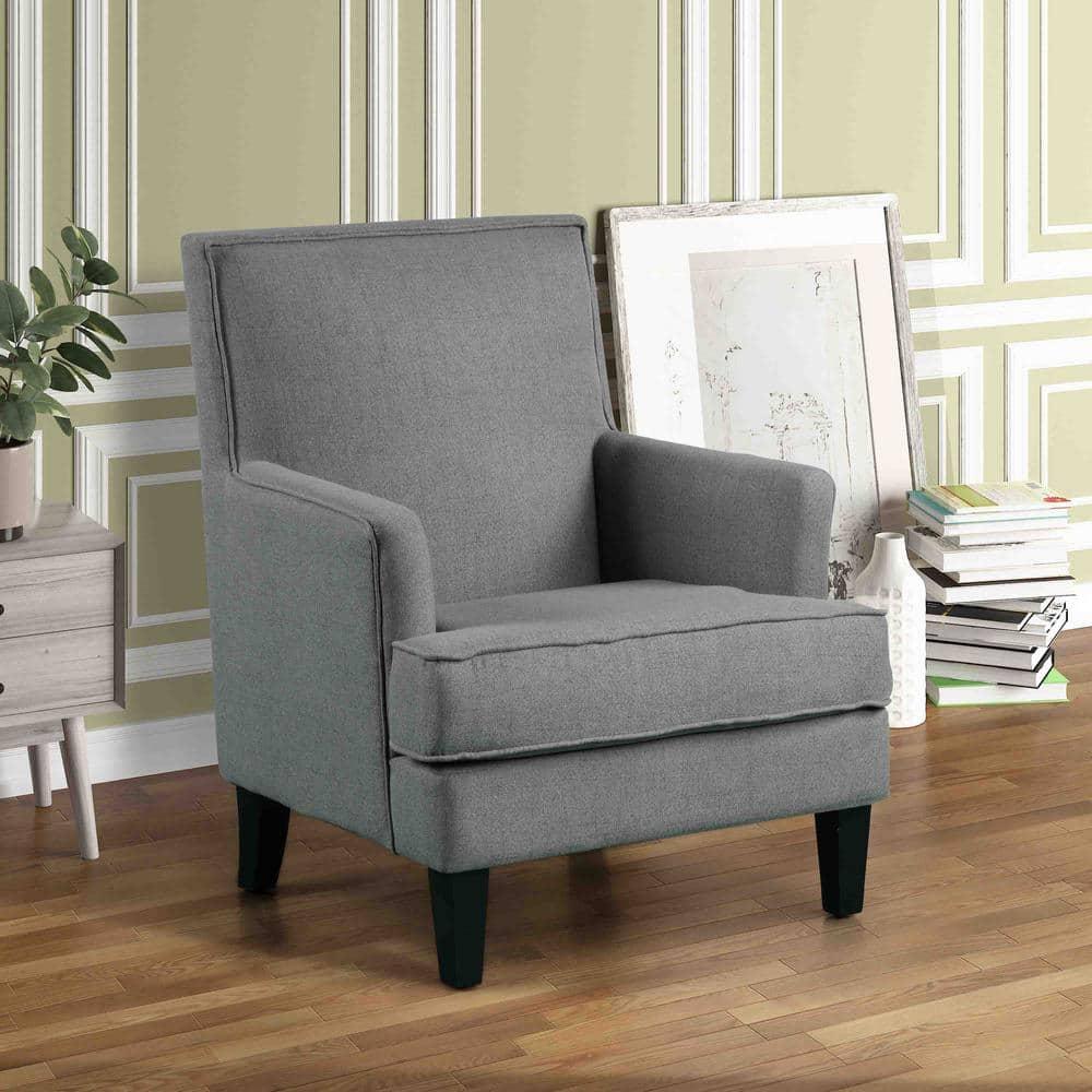 Best Master Furniture Saladin 30" Transitional Fabric Arm Chair in Dark Gray