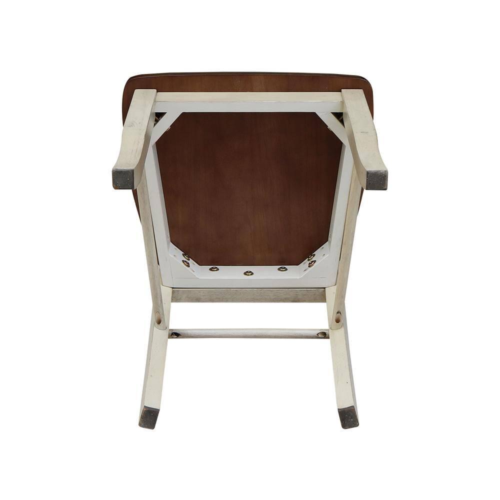Set of 2 Madrid Ladderback Chairs Antiqued Almond/Espresso - International Concepts: Solid Wood, Unupholstered, Spot Clean