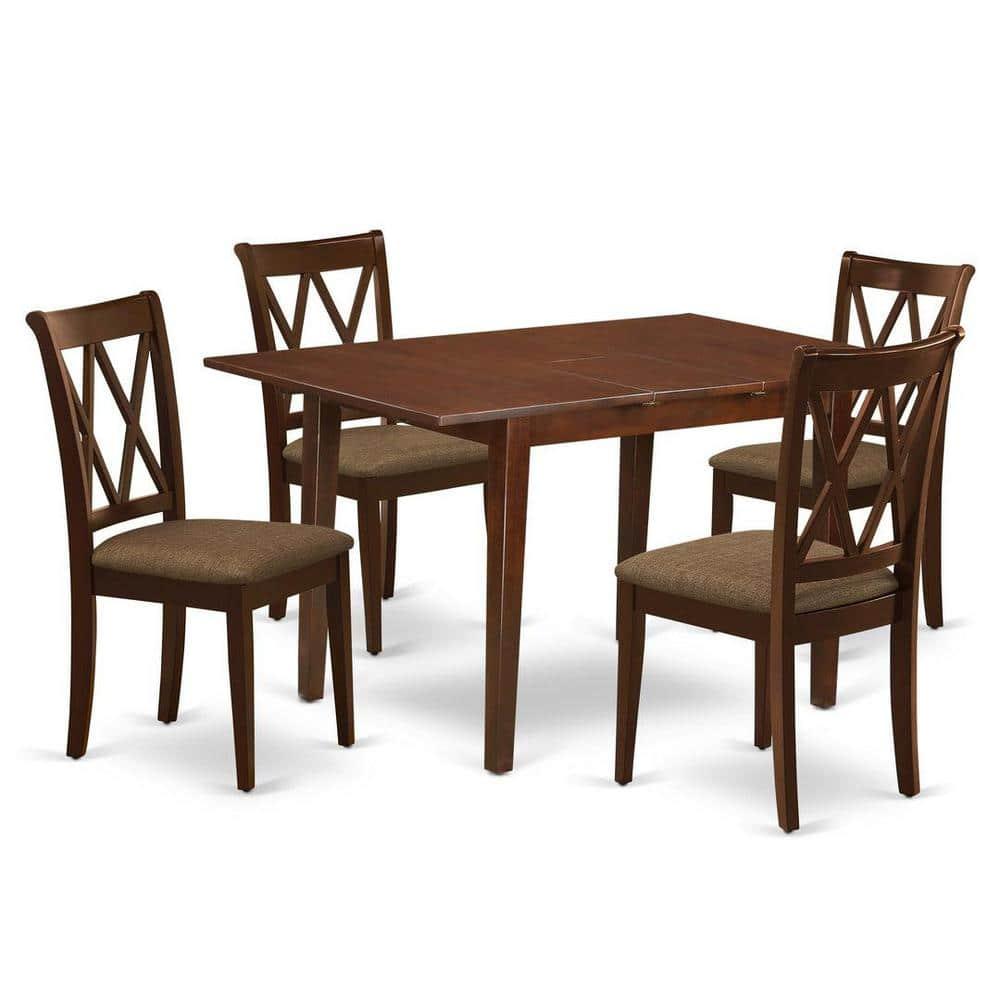 East West Furniture Norfork 5-piece Traditional Wood Dining Set in Mahogany