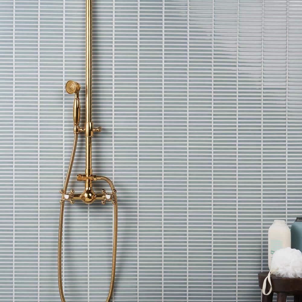 Monogram Stacked 11.19 In. X 11.9 In. Glossy Porcelain Mosaic Floor And Wall Tile (0.92 Sq. Ft. / Each)