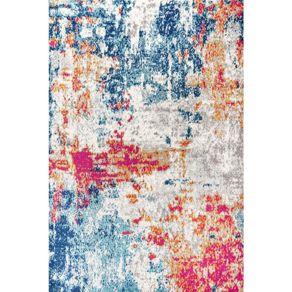 8'x10' Sunset Modern Abstract Area Rug, Blue/Multi - JONATHAN Y