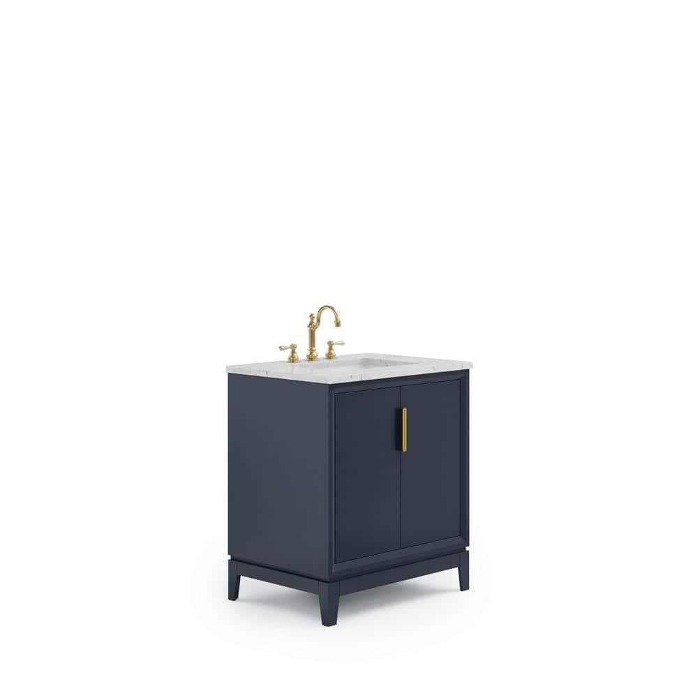 Water Creation Elizabeth 30" Hardwood Single Bathroom Vanity in Blue/Gold