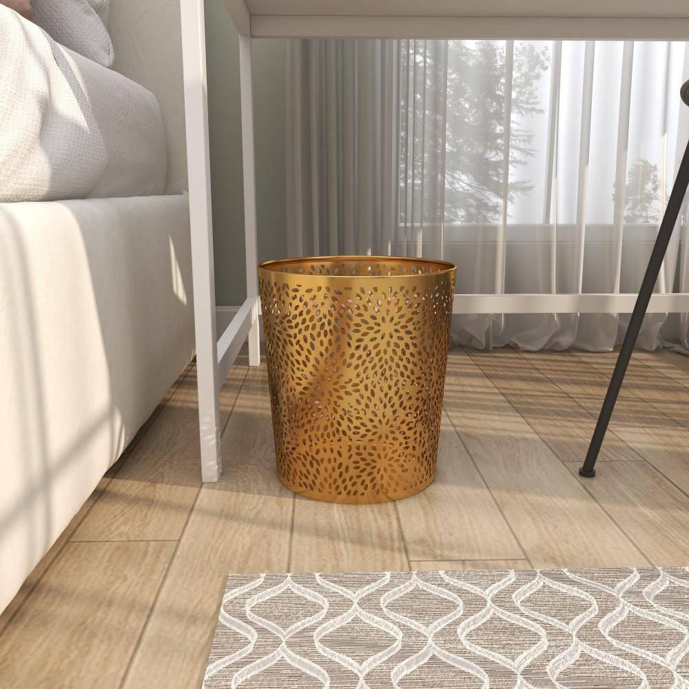 Modern Perforated Design Round Metal Waste Basket