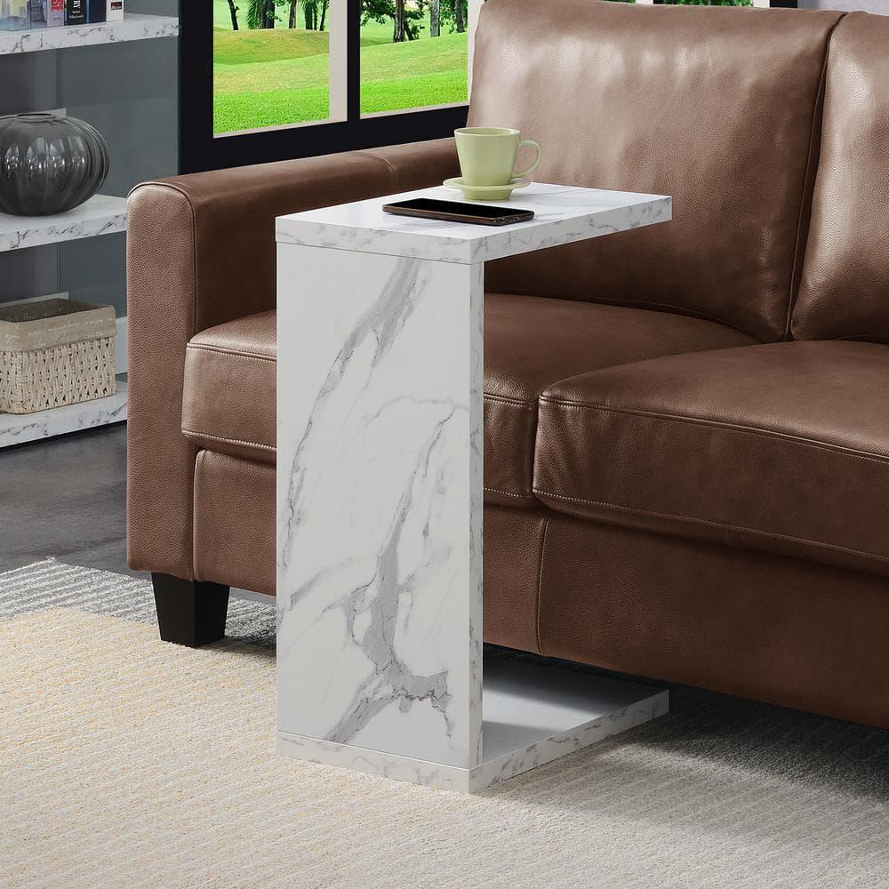 Convenience Concepts Northfield Admiral C End Table, White Faux Marble