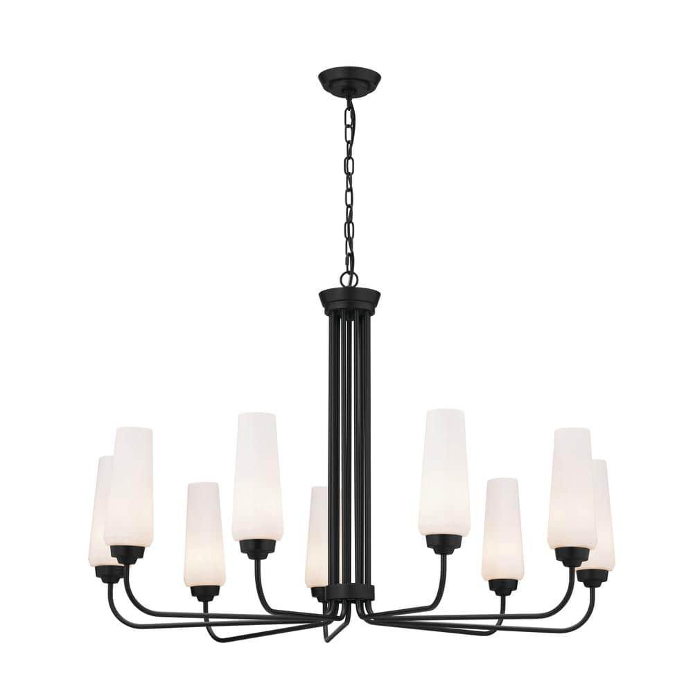 52481BK-Kichler Lighting-Truby - 9 Light Large Chandelier In Art Deco Style-26 Inches Tall-Black Finish    -Traditional Installation