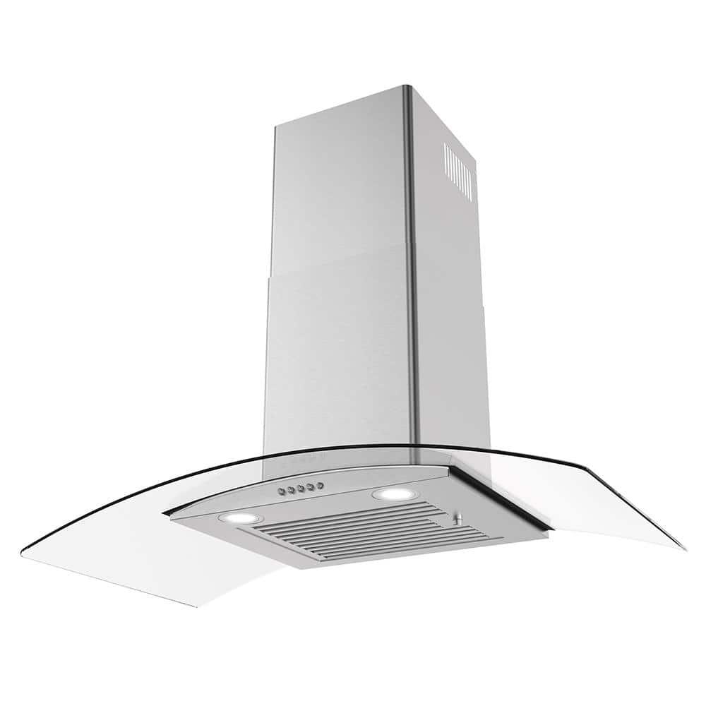 Streamline Largo 36" 220 Cubic Feet Per Minute Ductless Wall Mount Range Hood with Baffle Filter and Light Included