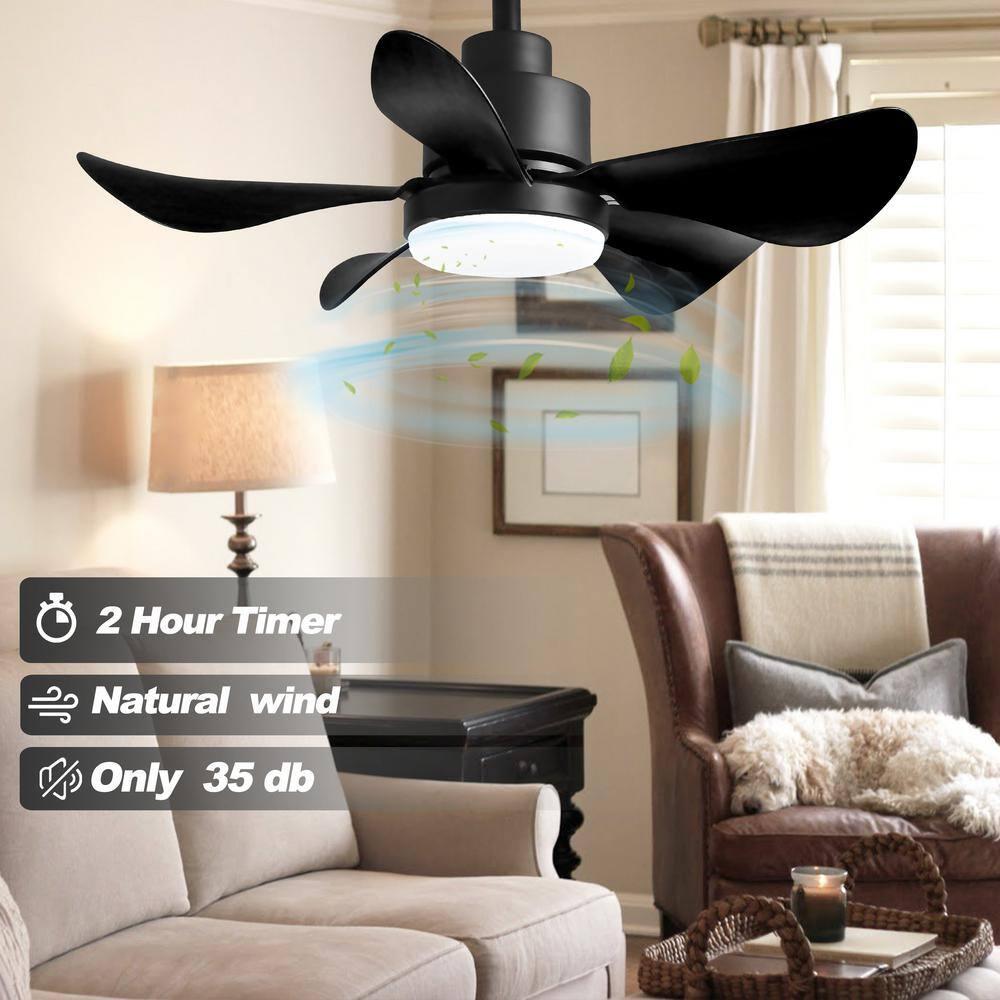 Acpouw 28' Ceiling Fans with Lights and Remote/APP Control, Low Profile Ceiling Fans with 5 Reversible Blades 3 Colors Dimmable 6 Speeds Ceiling Fan for Bedroom Kitchen