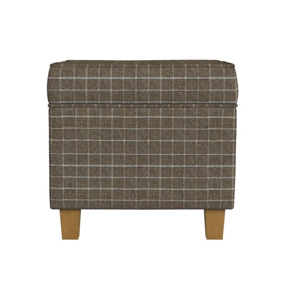 Cole Classics Square Storage Ottoman with Lift Off Top Light Brown Window Pane - HomePop