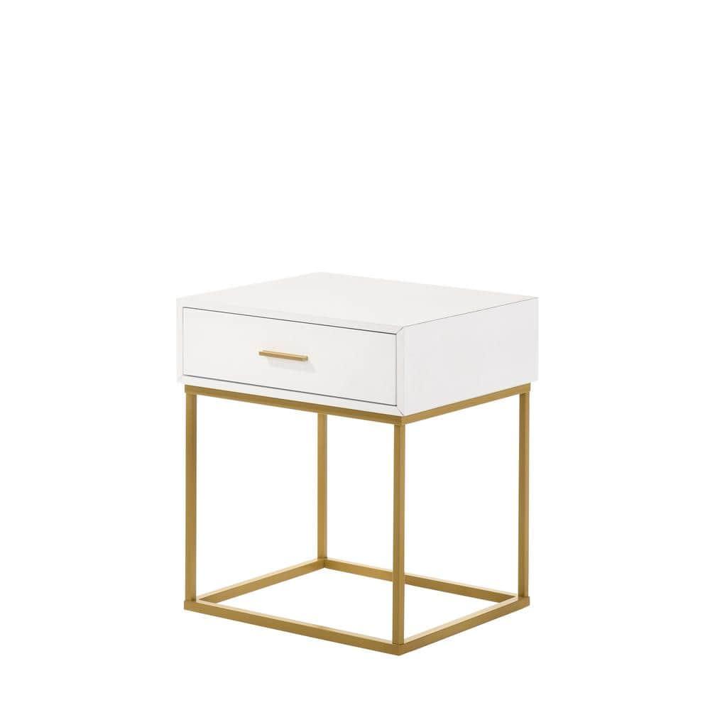 LuXeo LuXeo Catalina One Drawer Nightstand with Mustard Gold Legs