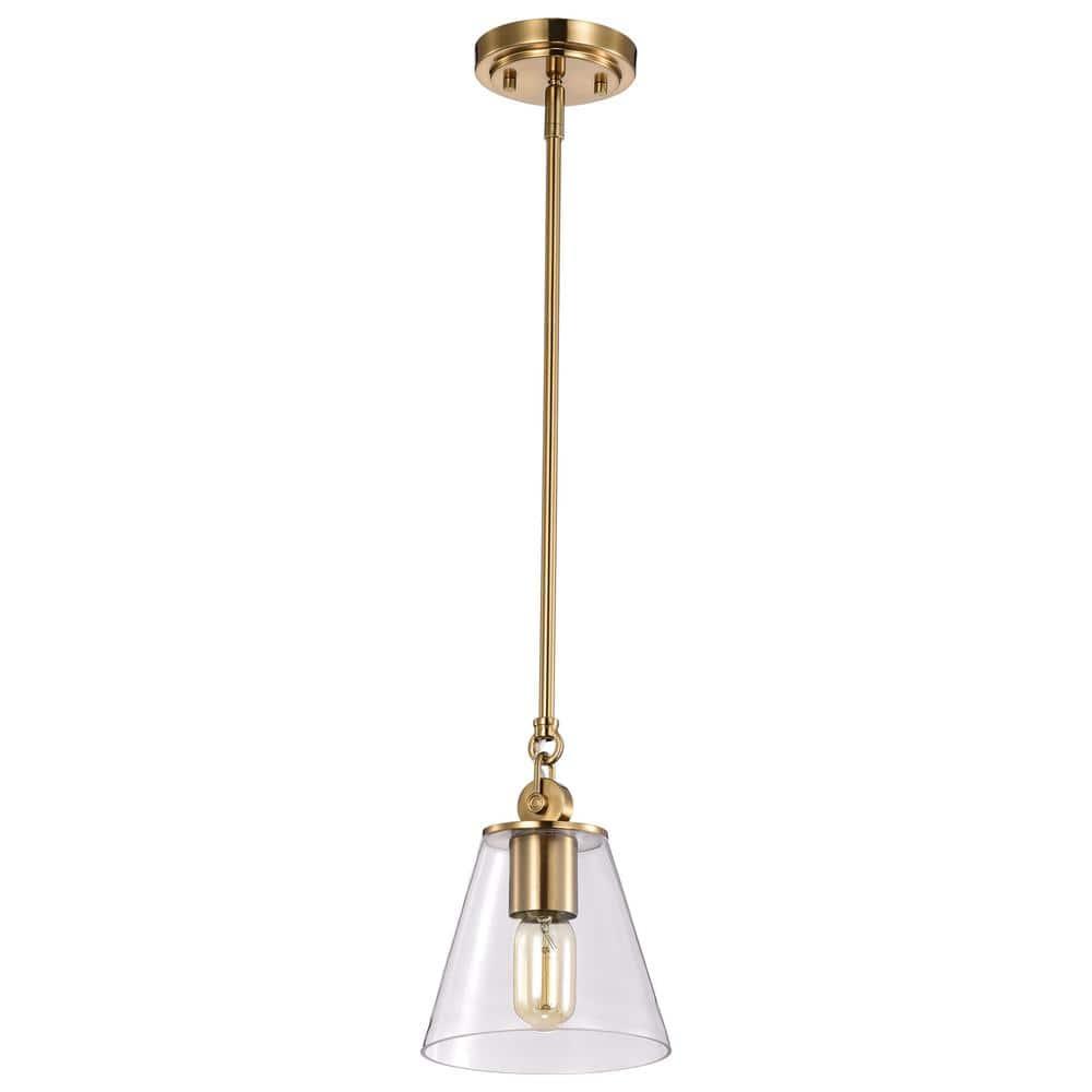 60/7410-Nuvo Lighting-Dover - 1 Light Small Pendant In Mid-Century Modern Style-9.5 Inches Tall and 7 Inches Wide-Vintage Brass Finish